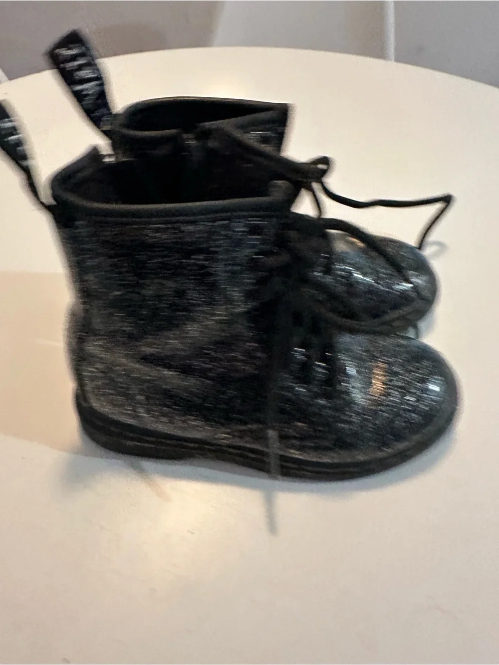 Dr. Martens Kids Black Glitter Lace-Up Boots